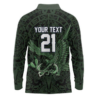 Green Mexico Aztec Custom Long Sleeve Polo Shirt Special Edition Heritage - Wonder Print Shop