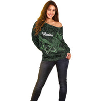Green Mexico Aztec Custom Off Shoulder Sweater Special Edition Heritage - Wonder Print Shop