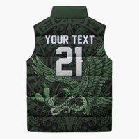 Green Mexico Aztec Custom Sleeveless Puffer Jacket Special Edition Heritage - Wonder Print Shop