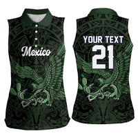 Green Mexico Aztec Custom Women Sleeveless Polo Shirt Special Edition Heritage - Wonder Print Shop