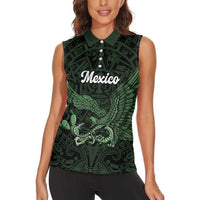 Green Mexico Aztec Custom Women Sleeveless Polo Shirt Special Edition Heritage - Wonder Print Shop