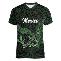Green Mexico Aztec Custom Women V-Neck T-Shirt Special Edition Heritage - Wonder Print Shop