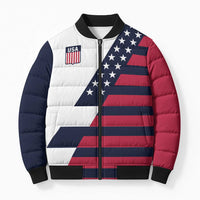 Custom World Soccer United States 2026 Bomber Puffer Jacket Simple Stars and Stripes - Wonder Print Shop