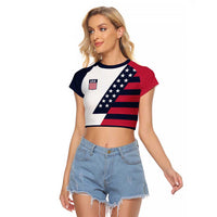 Custom World Soccer United States 2026 Raglan Cropped T Shirt Simple Stars and Stripes - Wonder Print Shop