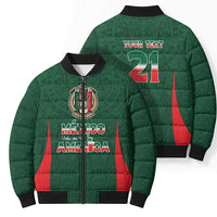 Custom Mexico Football Dream 2026 Bomber Puffer Jacket Aztec Take Me To America