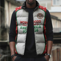 Custom Morocco Football Dream 2026 Sleeveless Puffer Jacket Take Me To America