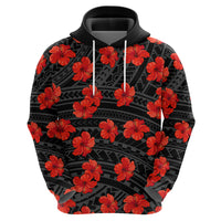 Polynesian Pride Hawaii Style With Hibiscus Hoodie Black - Wonder Print Shop
