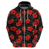 Polynesian Pride Hawaii Style With Hibiscus Hoodie Black - Wonder Print Shop