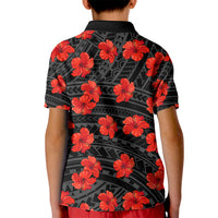 Polynesian Pride Hawaii Style With Hibiscus Polo Shirt for Kid Black - Wonder Print Shop