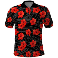 Polynesian Pride Hawaii Style With Hibiscus Polo Shirt Black - Wonder Print Shop