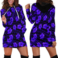 Polynesian Pride Hawaii Style With Hibiscus Hoodie Dress Blue - Wonder Print Shop