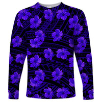 Polynesian Pride Hawaii Style With Hibiscus Long Sleeve Shirt Blue - Wonder Print Shop