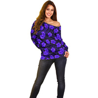 Polynesian Pride Hawaii Style With Hibiscus Off Shoulder Sweater Blue - Wonder Print Shop