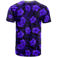 Polynesian Hawaii Style With Hibiscus T Shirt Blue - Wonder Print Shop