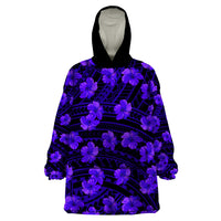 Polynesian Pride Hawaii Style With Hibiscus Wearable Blanket Hoodie Blue - Wonder Print Shop
