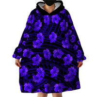 Polynesian Pride Hawaii Style With Hibiscus Wearable Blanket Hoodie Blue - Wonder Print Shop