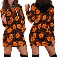 Polynesian Pride Hawaii Style With Hibiscus Hoodie Dress Gold - Wonder Print Shop