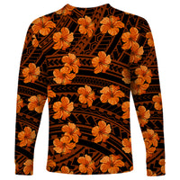Polynesian Pride Hawaii Style With Hibiscus Long Sleeve Shirt Gold - Wonder Print Shop