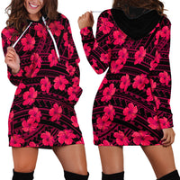 Polynesian Pride Hawaii Style With Hibiscus Hoodie Dress Pink - Wonder Print Shop