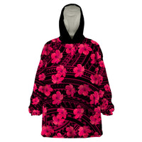 Polynesian Pride Hawaii Style With Hibiscus Wearable Blanket Hoodie Pink - Wonder Print Shop