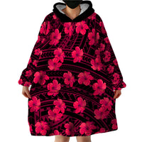 Polynesian Pride Hawaii Style With Hibiscus Wearable Blanket Hoodie Pink - Wonder Print Shop
