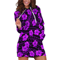 Polynesian Pride Hawaii Style With Hibiscus Hoodie Dress Purple - Wonder Print Shop