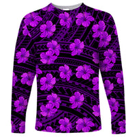 Polynesian Pride Hawaii Style With Hibiscus Long Sleeve Shirt Purple - Wonder Print Shop