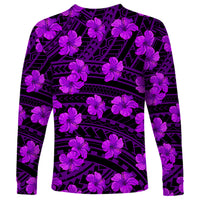 Polynesian Pride Hawaii Style With Hibiscus Long Sleeve Shirt Purple - Wonder Print Shop