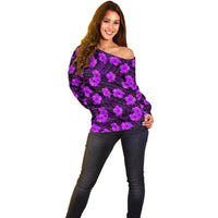Polynesian Pride Hawaii Style With Hibiscus Off Shoulder Sweater Purple - Wonder Print Shop