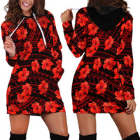 Polynesian Pride Hawaii Style With Hibiscus Hoodie Dress Red - Wonder Print Shop