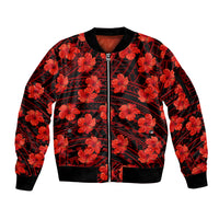 Polynesian Pride Hawaii Style With Hibiscus Sleeve Zip Bomber Jacket Red - Wonder Print Shop