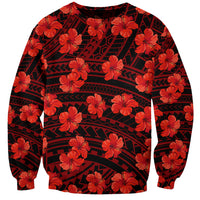 Polynesian Pride Hawaii Style With Hibiscus Sweatshirt Red - Wonder Print Shop