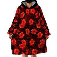 Polynesian Pride Hawaii Style With Hibiscus Wearable Blanket Hoodie Red - Wonder Print Shop