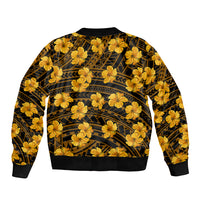 Polynesian Pride Hawaii Style With Hibiscus Sleeve Zip Bomber Jacket Yellow - Wonder Print Shop