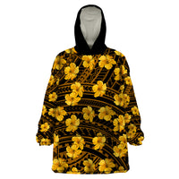 Polynesian Pride Hawaii Style With Hibiscus Wearable Blanket Hoodie Yellow - Wonder Print Shop