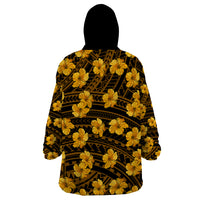 Polynesian Pride Hawaii Style With Hibiscus Wearable Blanket Hoodie Yellow - Wonder Print Shop