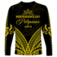Philippines Independence Day Long Sleeve Shirt Pechera With Side Barong Patterns - Wonder Print Shop
