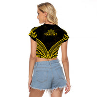 Personalised Philippines Independence Day Raglan Cropped T Shirt Pechera With Side Barong Patterns - Wonder Print Shop