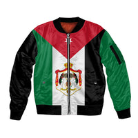 Personalised Hashemite Kingdom of Jordan Sleeve Zip Bomber Jacket Jordan Flag Style - Wonder Print Shop