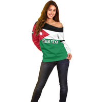 Personalised Jordan Off Shoulder Sweater Jordan Independence Anniversary Simple Flag Style - Wonder Print Shop