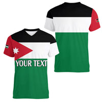 Personalised Jordan Women V Neck T Shirt Jordan Independence Anniversary Simple Flag Style - Wonder Print Shop
