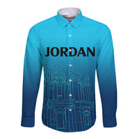 Jordan Long Sleeve Button Shirt Al-Khazneh in Jordan Blue Gradient - Wonder Print Shop