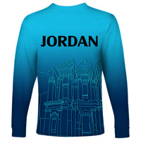 Jordan Long Sleeve Shirt Al-Khazneh in Jordan Blue Gradient - Wonder Print Shop