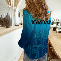 Jordan Women Casual Shirt Al-Khazneh in Jordan Blue Gradient - Wonder Print Shop