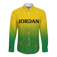 Jordan Long Sleeve Button Shirt Al-Khazneh in Jordan Green Gradient - Wonder Print Shop