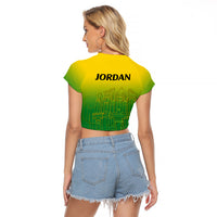 Jordan Raglan Cropped T Shirt Al-Khazneh in Jordan Green Gradient - Wonder Print Shop
