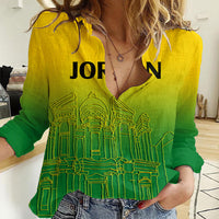 Jordan Women Casual Shirt Al-Khazneh in Jordan Green Gradient - Wonder Print Shop