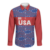 2026 World Football Host Country United States Custom Long Sleeve Button Shirt