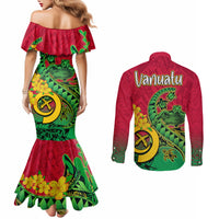 vanuatu-islands-couples-matching-mermaid-dress-and-long-sleeve-button-shirts-polynesian-tattoo-and-sea-turtle