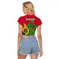 Vanuatu Islands Raglan Cropped T Shirt Polynesian Tattoo and Sea Turtle - Wonder Print Shop